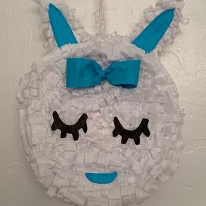 Blue Bow Easter Bunny Face  Pinata